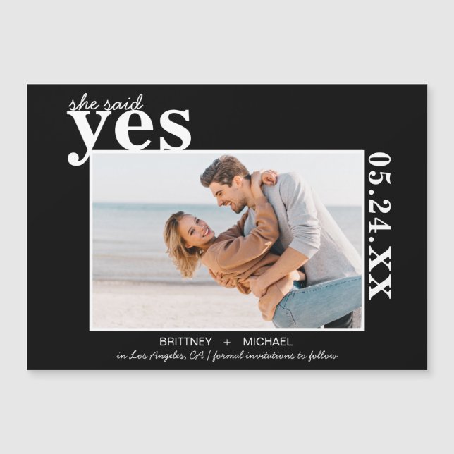 Modern She Said Yes Bold Photo Black (Front)