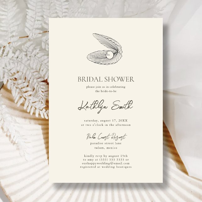 Modern Shell Beach Ocean Wedding Bridal Shower Invitation (Creator Uploaded)