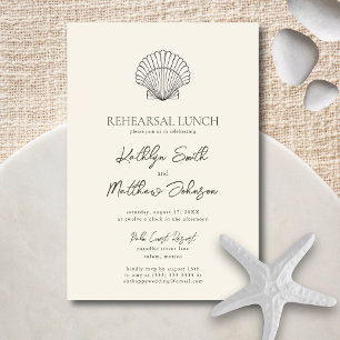 Modern Shell Beach Ocean Wedding Rehearsal Lunch Invitation