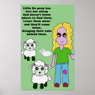 modern shepherdess Little bo-peep nursery rhyme  Poster