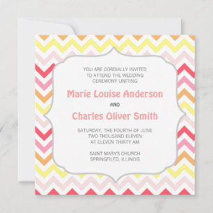 Modern Sherbert Chevron Zigzag Wedding Invitation