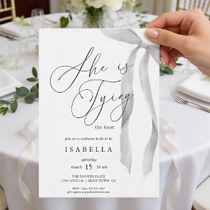 Modern She's Tying The Knot Bow Bridal Shower Invitation