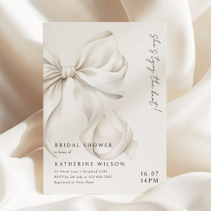 Modern She's Tying the Knot Bow Bridal Shower Invitation