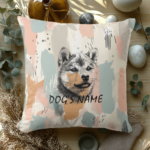 Modern Shiba Inu Portrait – Artistic Brushstroke Cushion