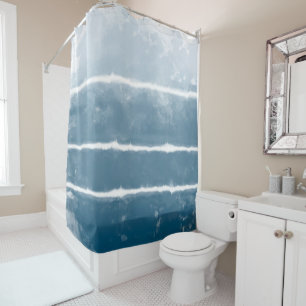 Modern Shibori Ombre Retro Tie Dye Hippie Indigo   Shower Curtain