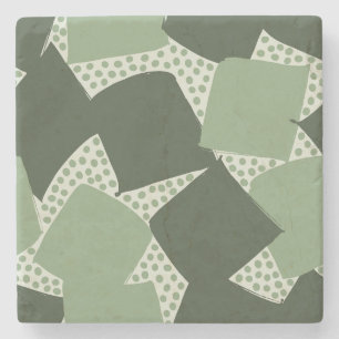 Modern Shield: Abstract Geometric Vintage Sage Stone Coaster