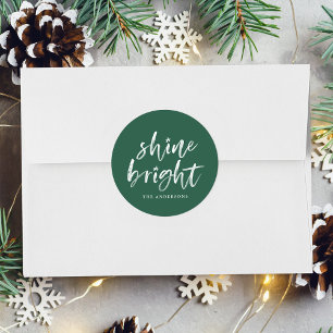 Modern Shine Bright Green Holiday Classic Round Sticker