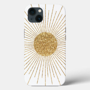 Modern Shining Golden Sun Design iPhone 13 Case