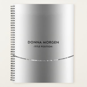 Modern Shiny Silver Stripes Planner