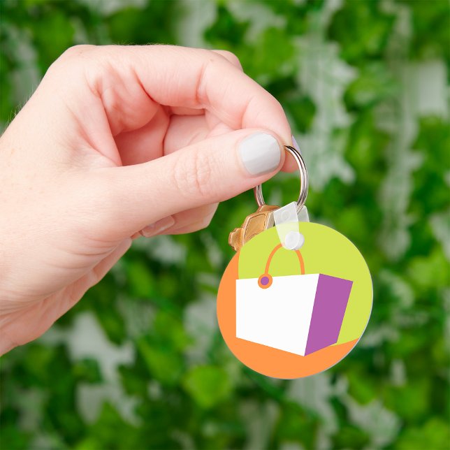Modern Shopping Bag Icon Minimalist Retail Key Ring (Creator Uploaded)