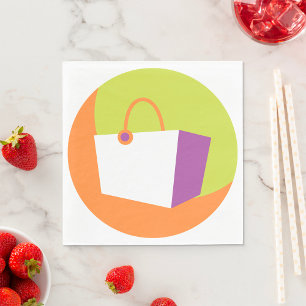 Modern Shopping Bag Icon Minimalist Retail Napkin
