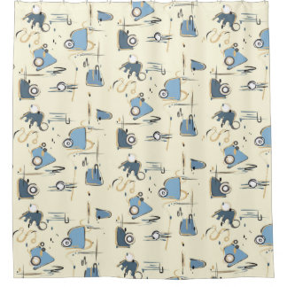 Modern Shower Curtain with Beige Background