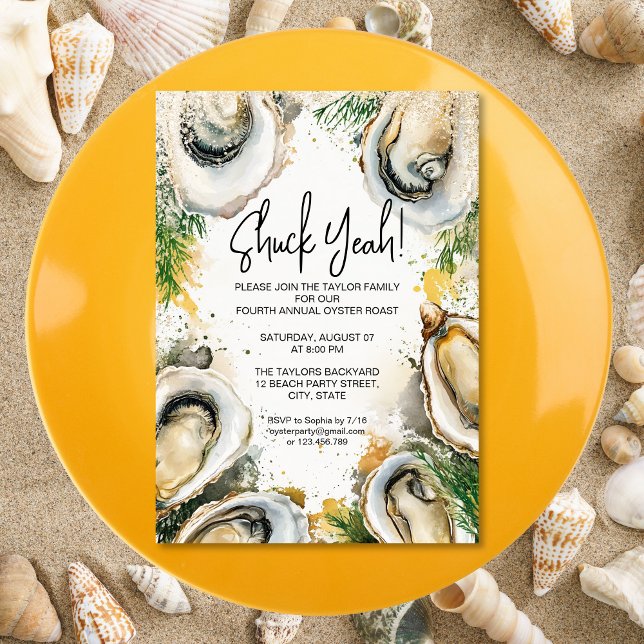 modern shuck yeah summer oyster roast party pastel invitation (Creator Uploaded)