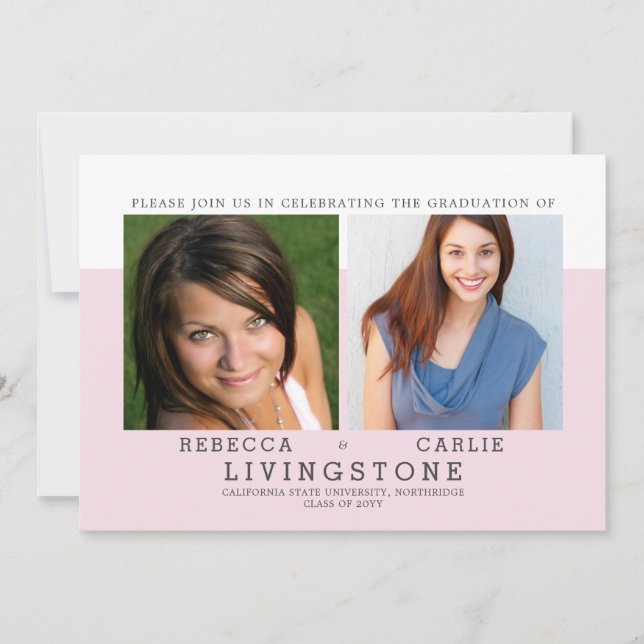 Modern Siblings Photo Graduation Announcement (Front)