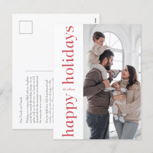 Modern Side Red Type Happy Holidays Photo Postcard