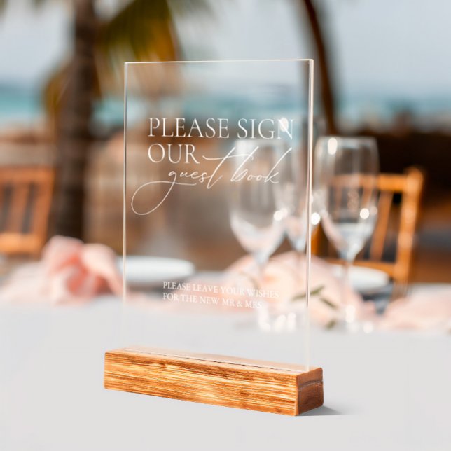 Modern Sign Our Guest Book Wedding Acrylic Sign (Modern Sign Our Guest Book Wedding Acrylic Sign)