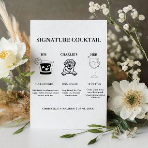 Modern Signature Coctail Drink Wedding Bar Sign