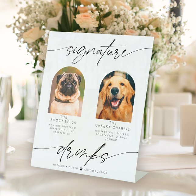 Modern Signature Drinks Pet Photo Pedestal Sign (Creator Uploaded)