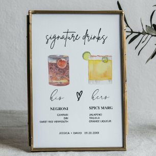 modern signature drinks wedding sign bar sign