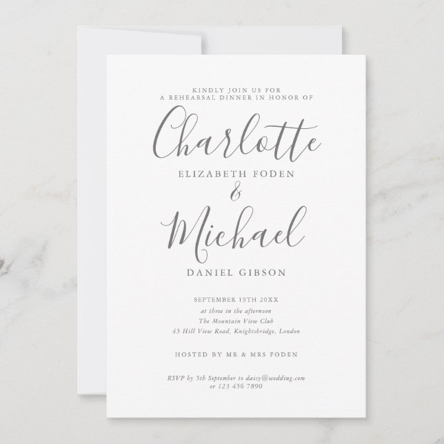 Modern Signature Rehearsal Dinner Invitation (Front)