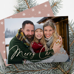 Modern Signature Script Christmas Dusty Rose Photo