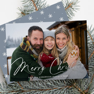 Modern Signature Script Christmas Ice Blue Photo