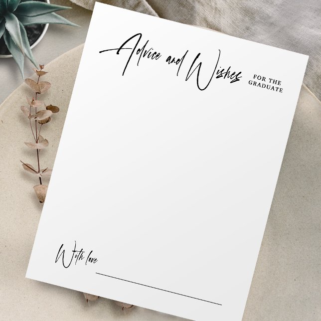 Modern Signature Script Graduation Advice & Wishes Card (Modern Signature Script Graduation Advice & Wishes Note Card)