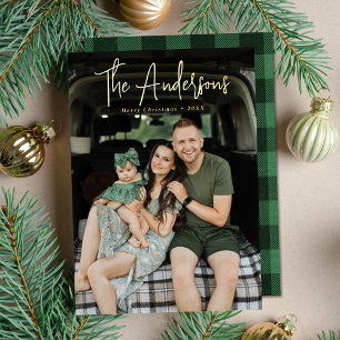 Modern Signature Script Green Plaid Photo