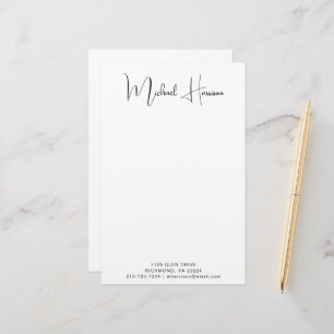 Modern Signature Script Monogram Personalized Stationery