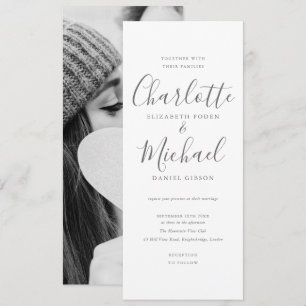Modern Signature Script Photo Wedding Invitation