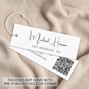 Modern Signature Script QR Code Hang Tag