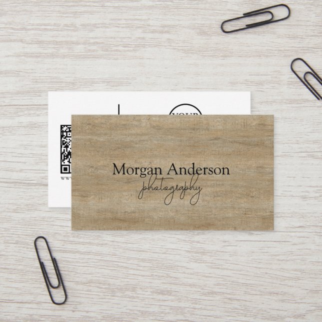 Modern Signature Script QR Code Social Business Card (Front/Back In Situ)