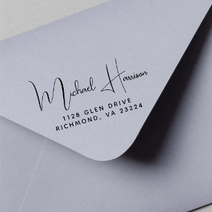 Modern Signature Script Return Address Rubber Stamp