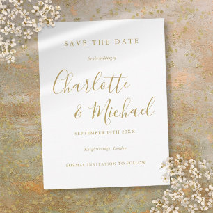Modern Signature Script Wedding Save the Date Card