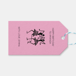 Modern Silhouette Celebration Dance Pink Gift Tags