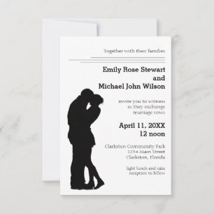 Modern Silhouette Couple - 3x5 Wedding Invitation