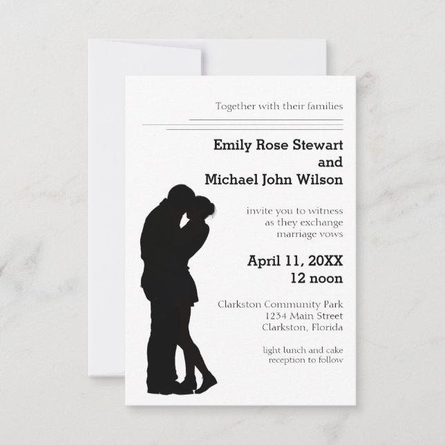 Modern Silhouette Couple - 3x5 Wedding Invitation (Front)