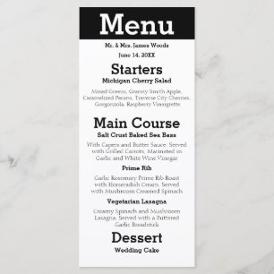 Modern Silhouette Couple - Reception Menu