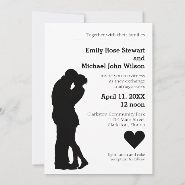 Modern Silhouette Couple - Wedding Invitation (Front)