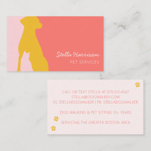 Modern Silhouette Dog Cat Pet Service Business Card