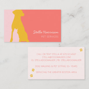 Modern Silhouette Dog Cat Pet Service Business Card