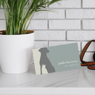Modern Silhouette Dog Cat Pet Service Business Card