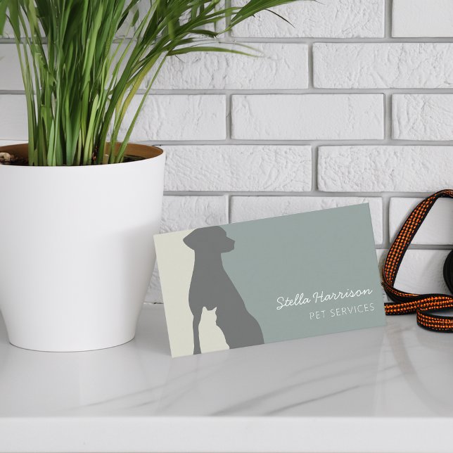 Modern Silhouette Dog Cat Pet Service Business Card (Modern Silhouette Dog Cat Pet Service Business Card)