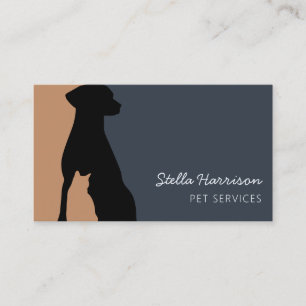 Modern Silhouette Dog Cat Pet Sitting Business Card