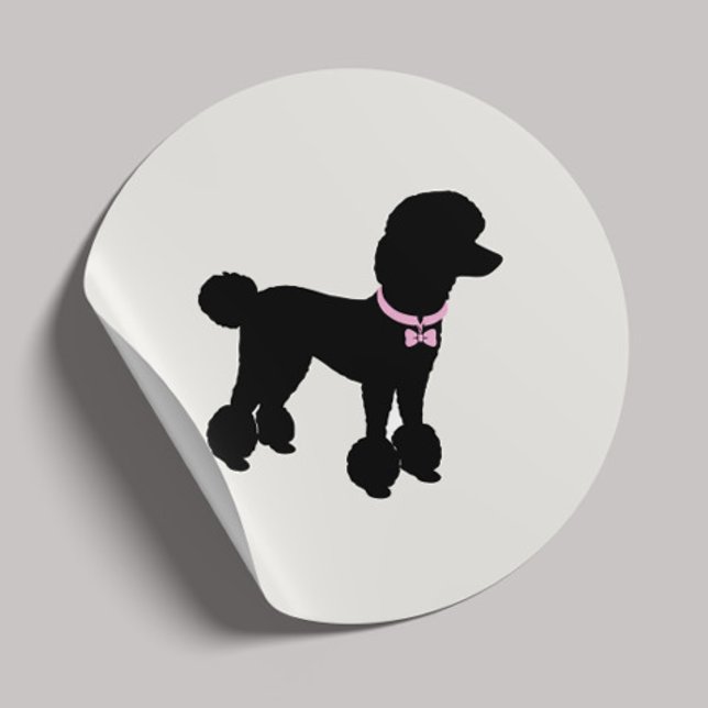 Modern Silhouette Dog Grooming Classic Round Sticker (Creator Uploaded)