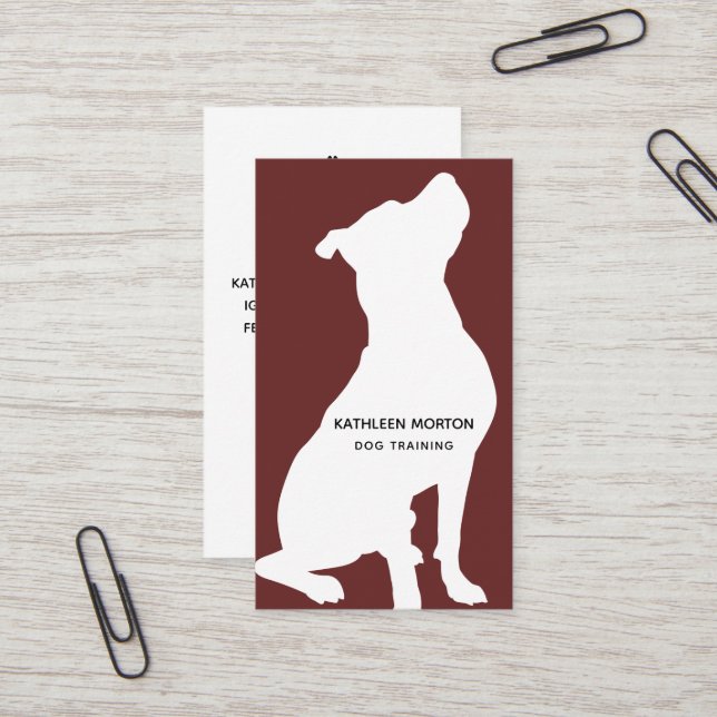 Modern Silhouette Dog Trainer Business Card (Front/Back In Situ)