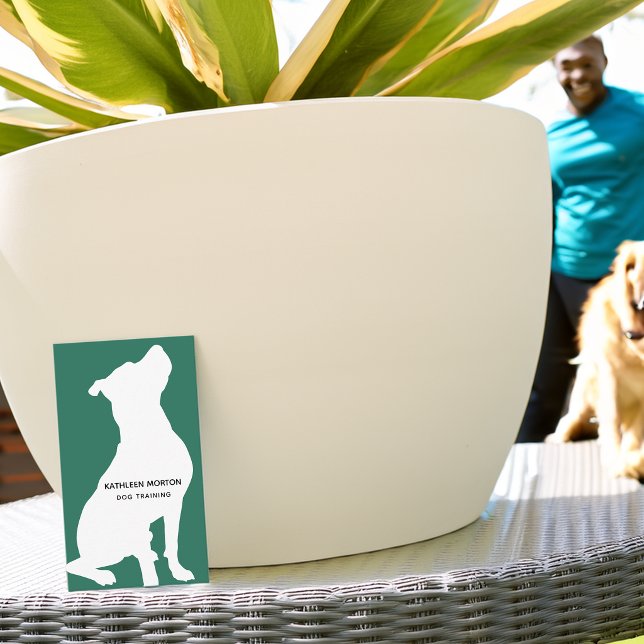 Modern Silhouette Dog Trainer Business Card (Modern Silhouette Dog Trainer Business Card)