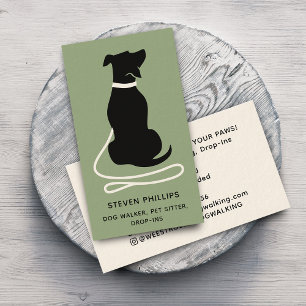 Modern Silhouette Dog Walker Dog Sitter Business Card