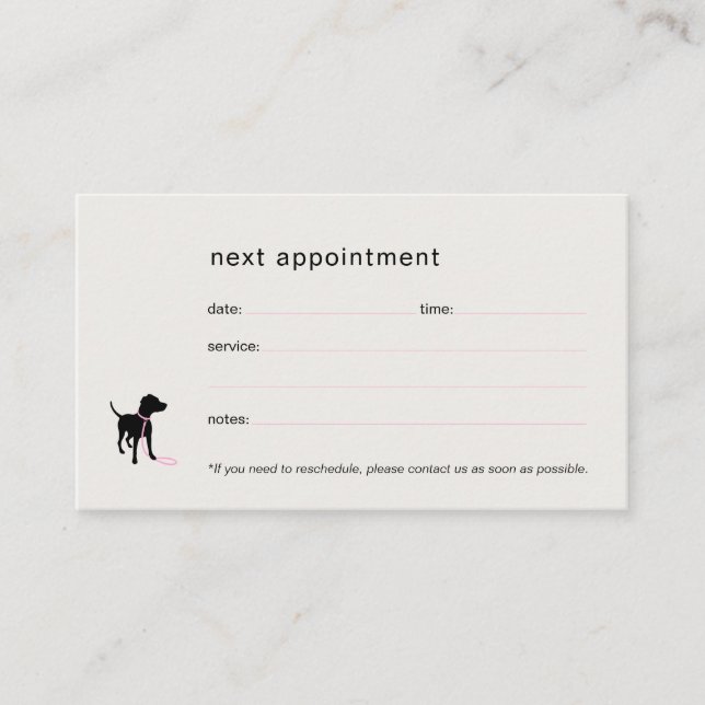 Modern Silhouette Dog Walker Pet Sitting  Appointment Card (Front)