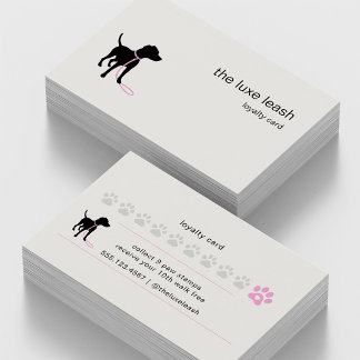 Modern Silhouette Dog Walker Reward Loyalty Card